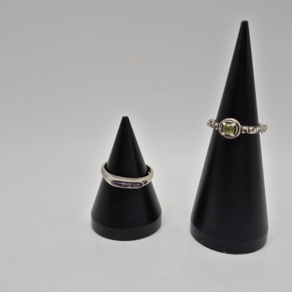 Carolyn POLLACK FANTASTIC PRICE 2 Rings Peridot Sterling & Sterling Stackable. - Picture 11 of 11